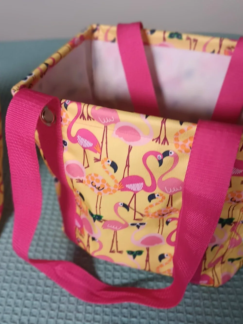 Thirty-one Thermal Tote Bag-Flamigo Pattern On Yellow &Matching Utility Tote - Picture 7 of 10